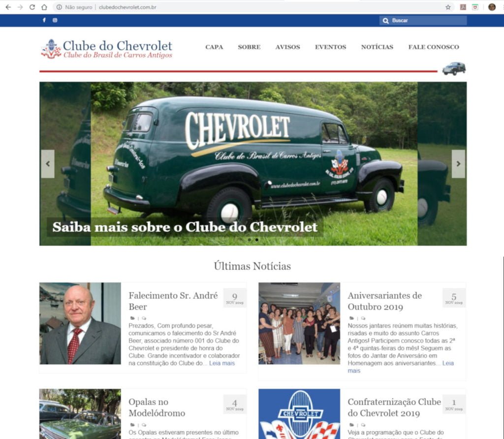 Site Clube do Chevrolet
